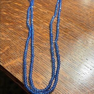 Sapphire Blue Faceted Glass Bead Necklace for Women
